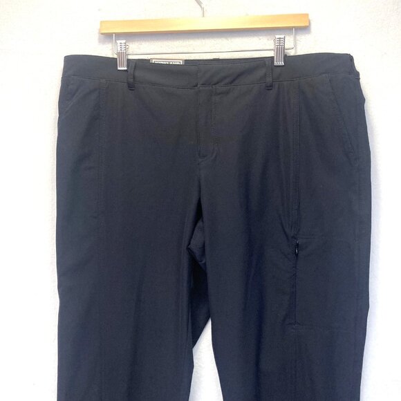 NWT Women's Nylon Travel Pants 16P Black Stretch Zip Pocket Elastic Performance - Picture 3 of 16